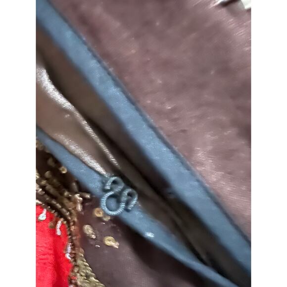 Chico's Sz 0 s Red Persian Art-to-Wear 3/4 Embroidered Beaded Jacket Funky Rich - Picture 7 of 11